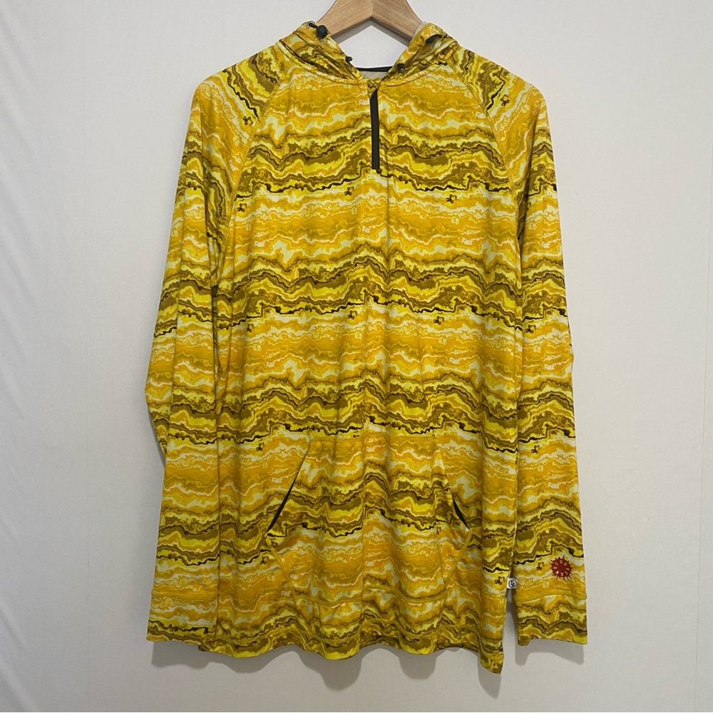 CG Habitats Performance Fishing Hoodie Mens M Yellow Sun Shirt Outdoor